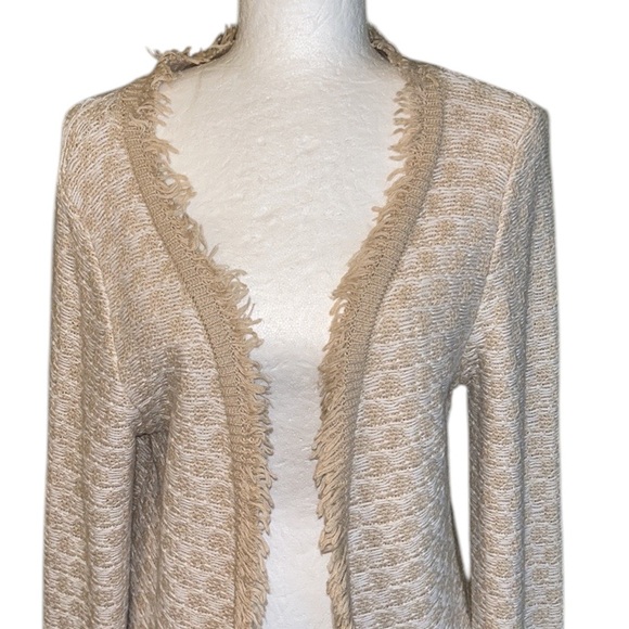 Burgess “The Jessica” Fringe Cashmere Cotton Bolero Cardigan Shrug in Sable - L - Picture 4 of 15